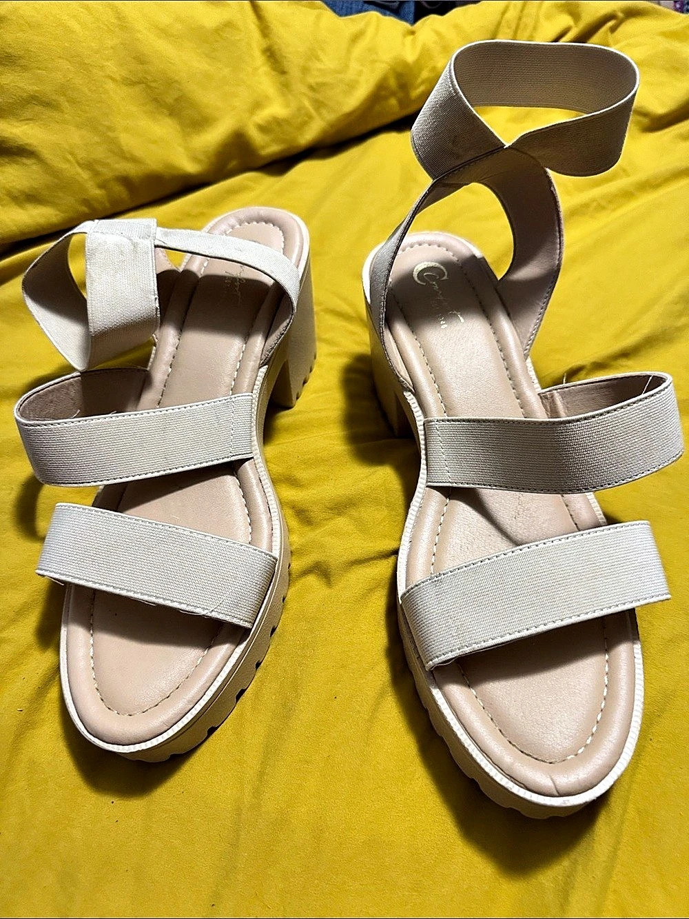 Platform Strap Sandals in tan US 10